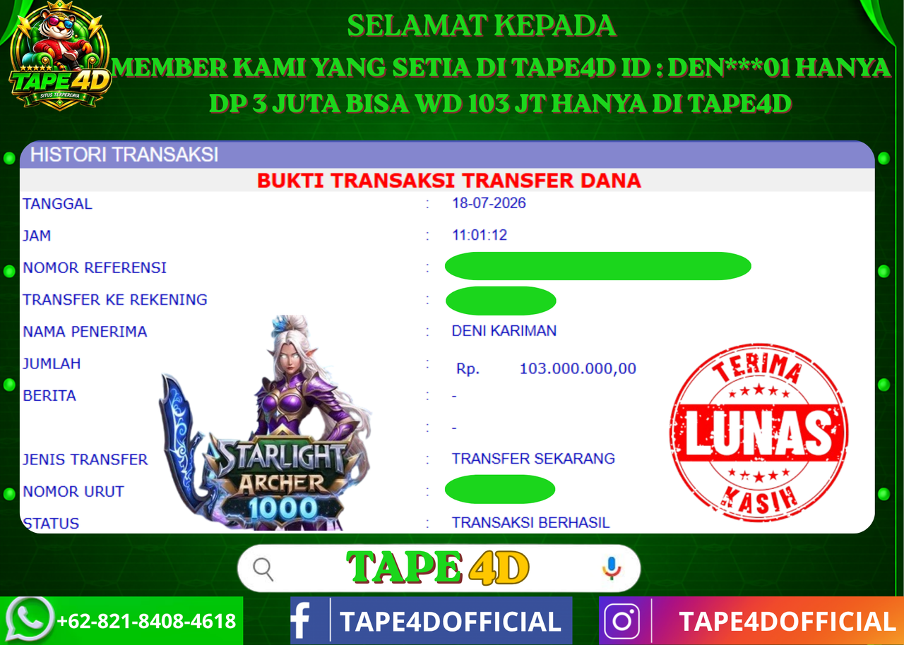 TAPE4D STARLIGHT ARCHER 1000 PRAMATIC 103.000.000-LUNAS
