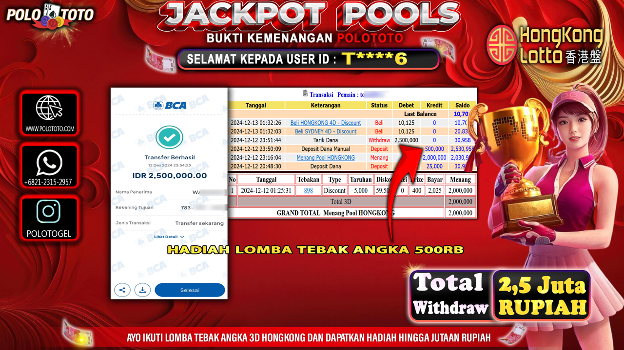 POLOTOTO JACKPOT TOGEL PASARAN HONGKONG Rp.2,500.000,-