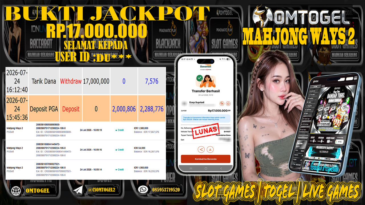 OMTOGEL JACKPOT PG SOFT MAHJONG WAYS  Rp,17,000,000,- DIBAYAR LUNAS