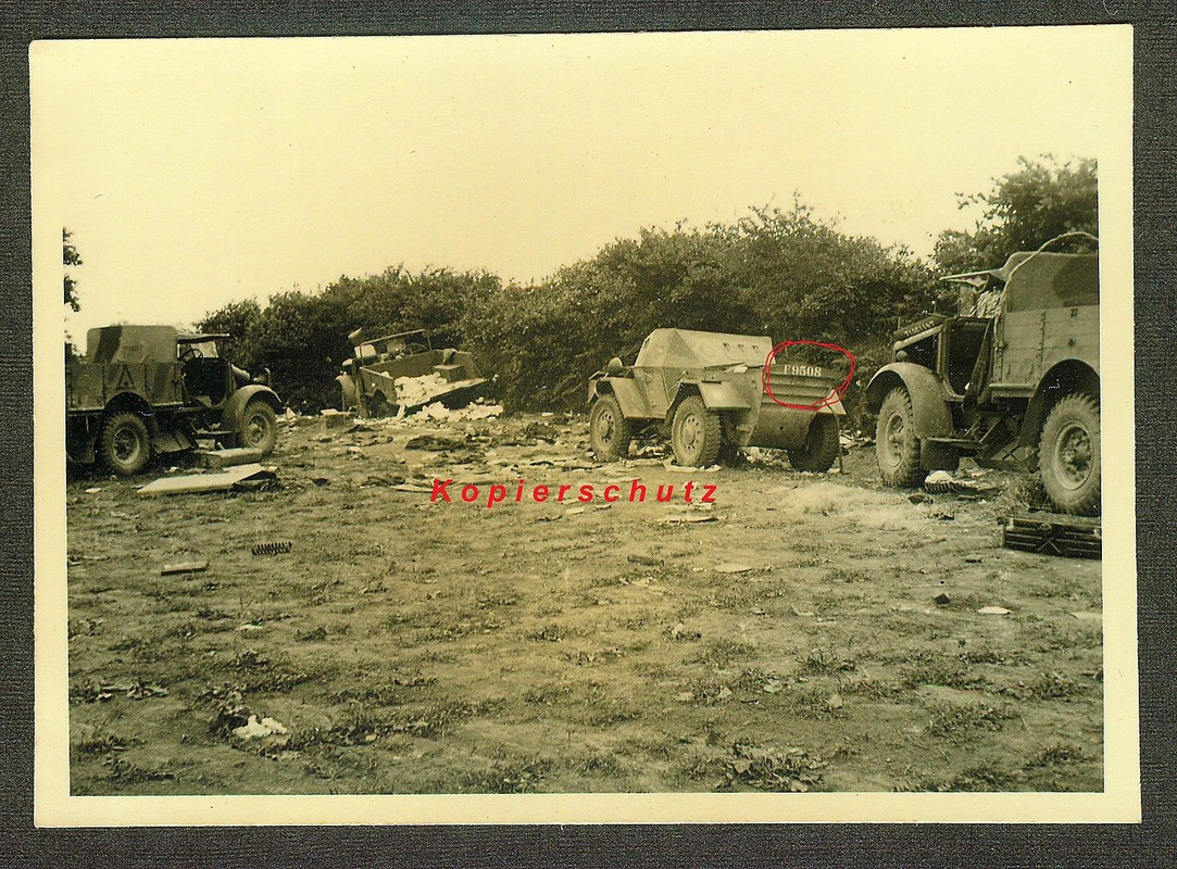 WK.II - Nach Angriff Zerstörung, Spähwagen   LKW