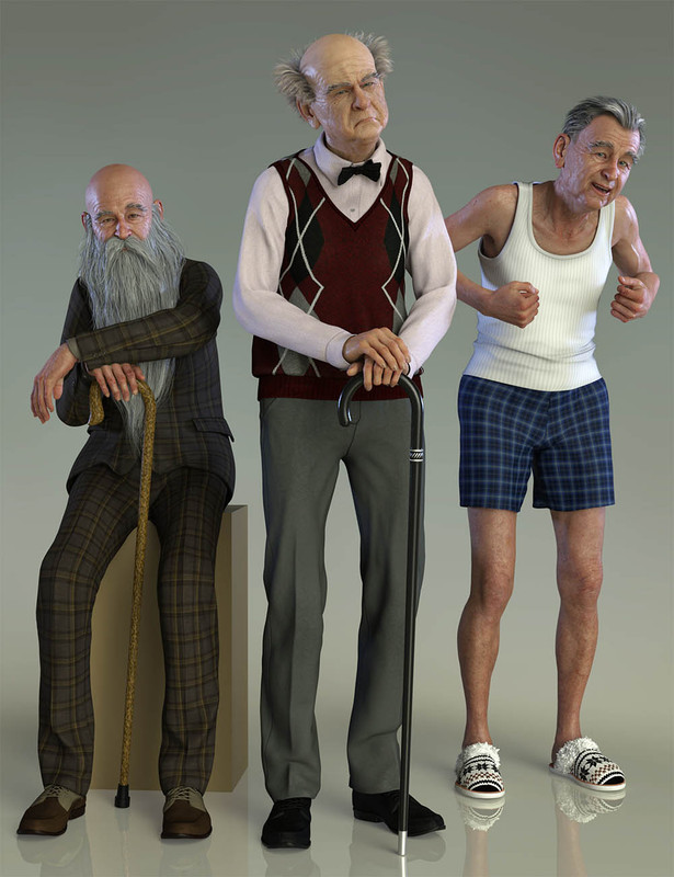 Old Man Poses and Walking Cane for Floyd 8