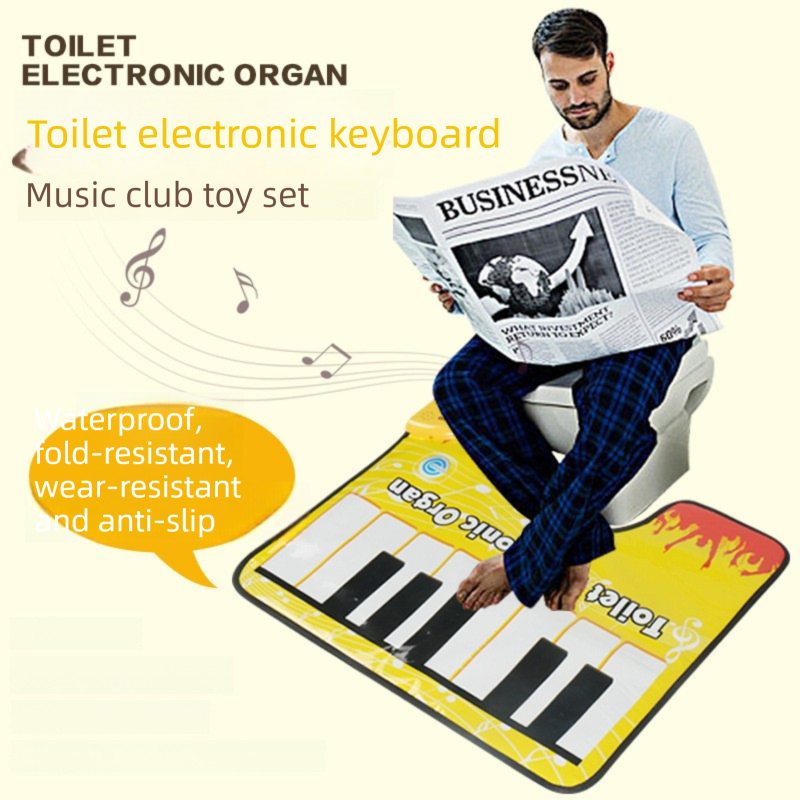 Yellow Electronic Toilet Piano Mat - Funny Musical Floor Keyboard for Bathroom Entertainment - Novelty Gag Gift & Potty Training Toy - Waterproof & Non-Slip - Fits Standard Toilets
