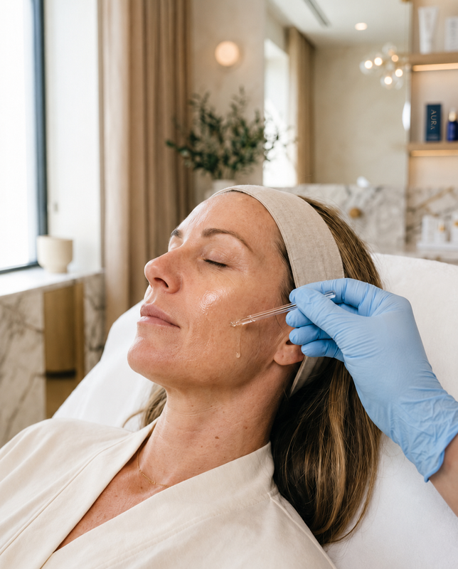 Facial PRP treatment in progress