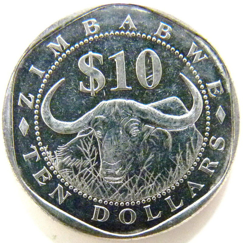 ¡¡Safari!! 10 Dólares. Zimbabwe (2003) ZBW-10-D-lares-2003-rev