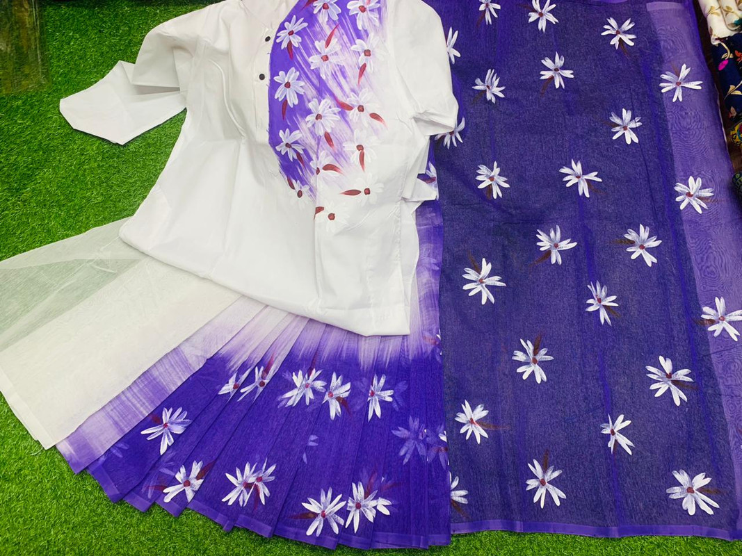 Hand Print Sharee Panjabi Couple Set