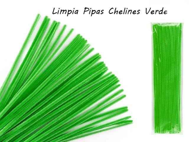 Limpia pipas Cheline Gamuzado Verde Hoja para muñecos y Navidad 30pz