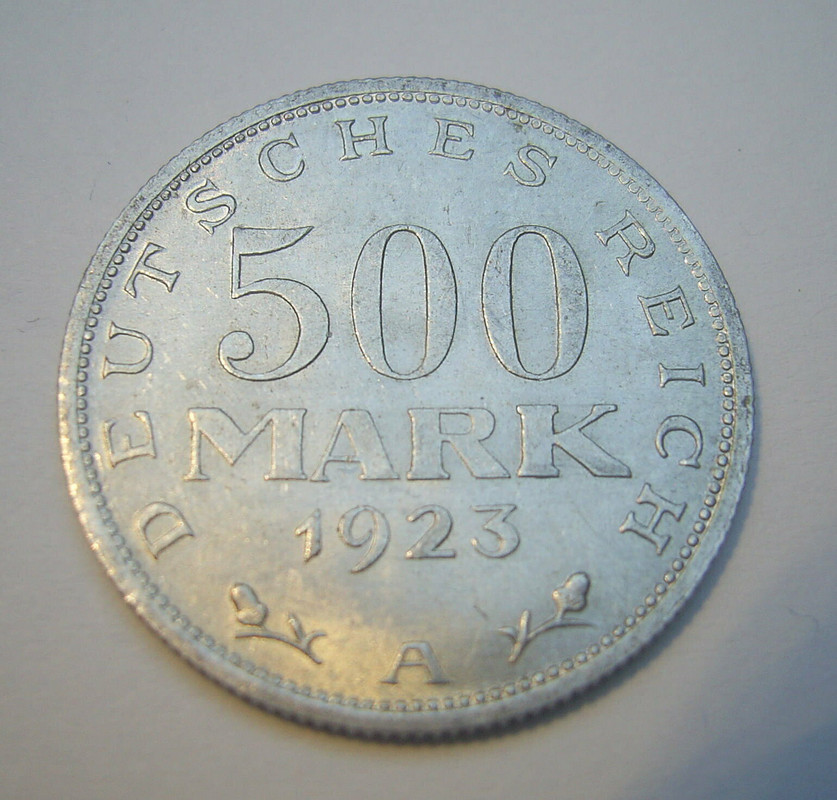 República de Weimar -  Monedas de sustitución e inflación 1919 - 1923 500m-1923a