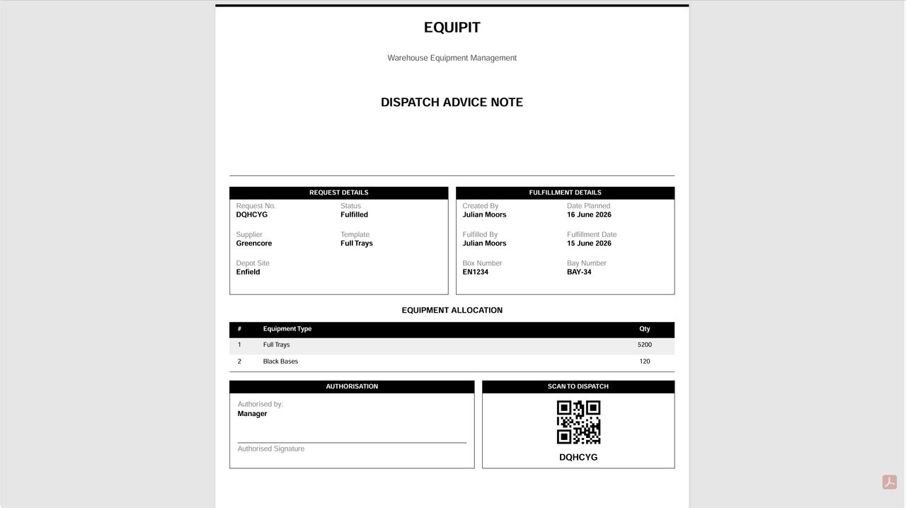 Printable Delivery Advice Notes
