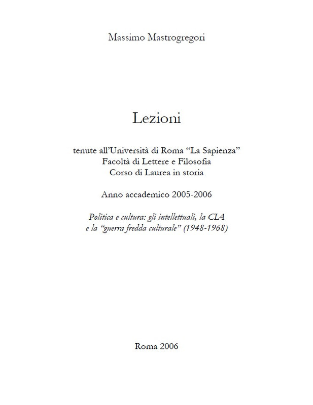 Massimo Mastrogregori - Lezioni (2006)