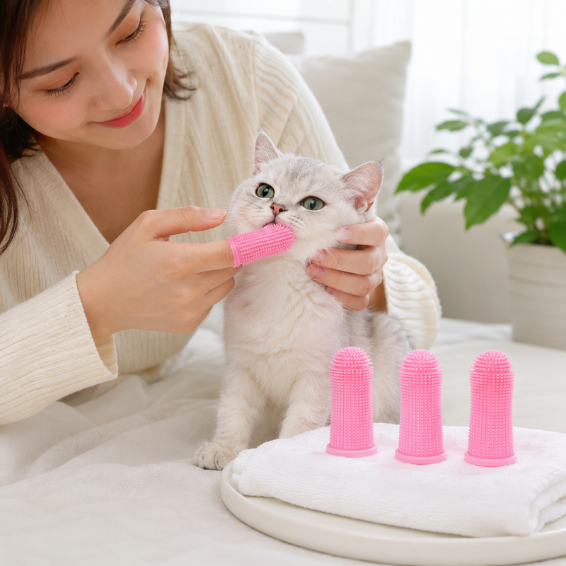 Silicone Pet Finger Toothbrush for Dogs and Cats