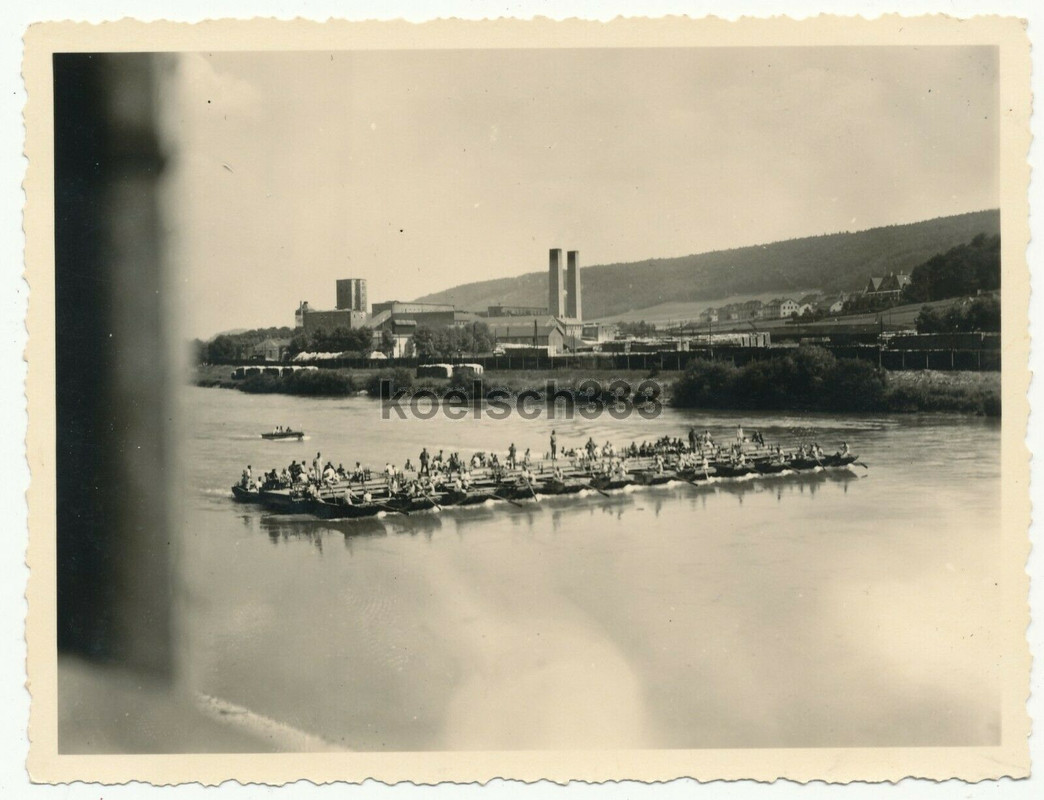 10 Fotos Pioniere der Wehrmacht Rhein Kriegsbrücken Fähre Ponton B-Gerät Kran