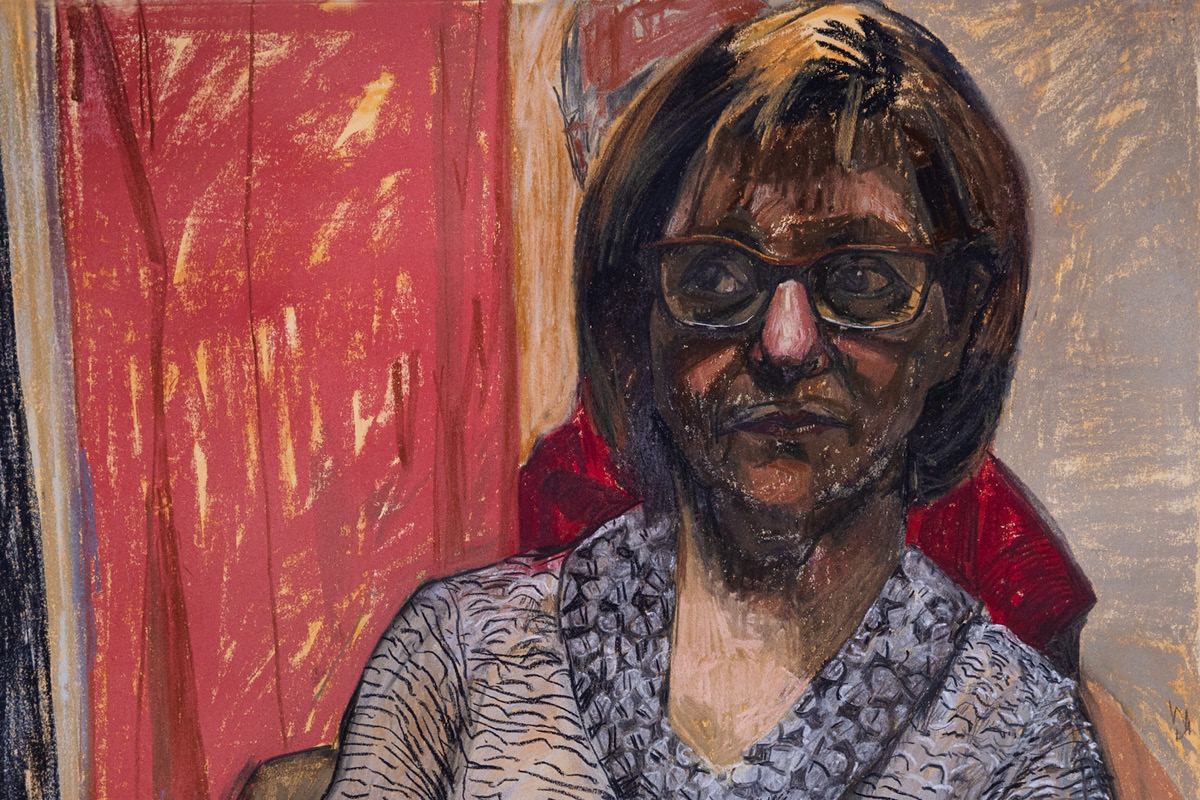 Mark Gilbert, "Betty" (nurse) pastel on paper, 2020