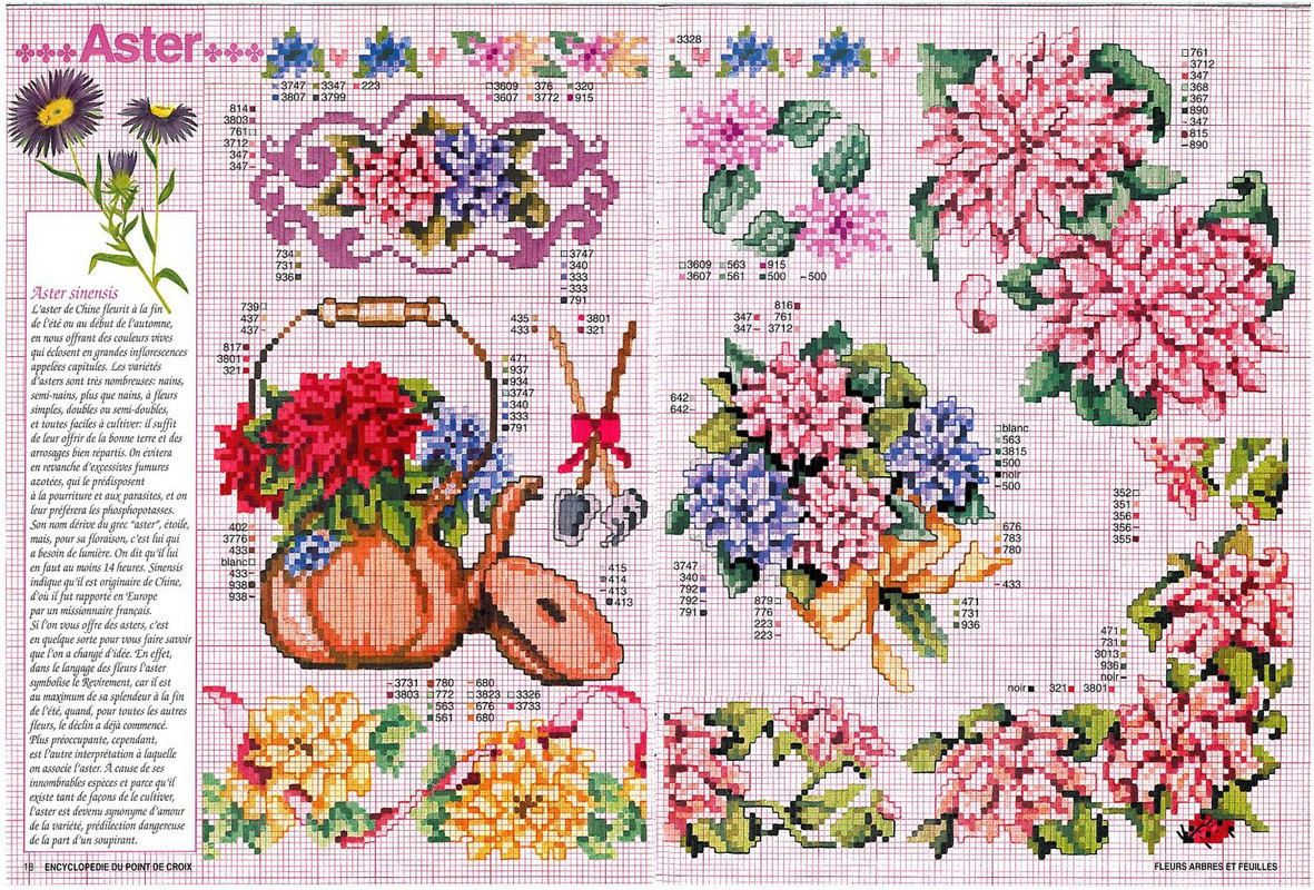 Fleurs au point de croix : plus de 350 motifs, 40 grilles, abécédaires
