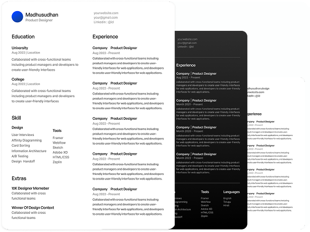 Modern resume templates preview