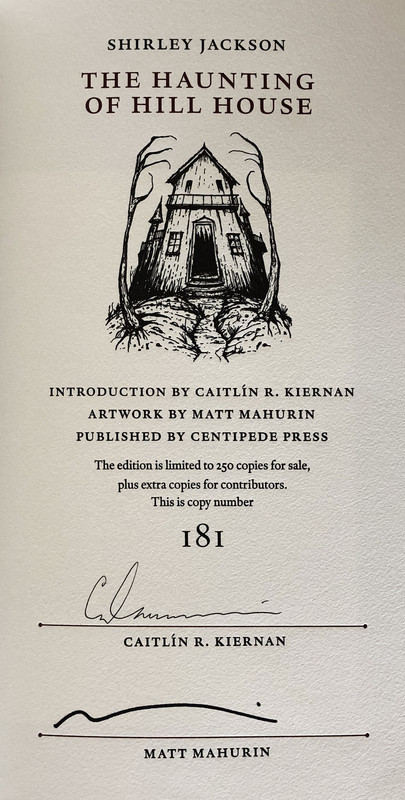 The Haunting of Hill House by Shirley Jackson – CENTIPEDE PRESS 2019 ...