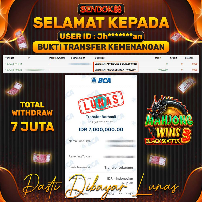 SENDOK88 JEPE! MAHJONG WINS 3 BLACK SCATTER Rp 7.000.000,- LUNAS!