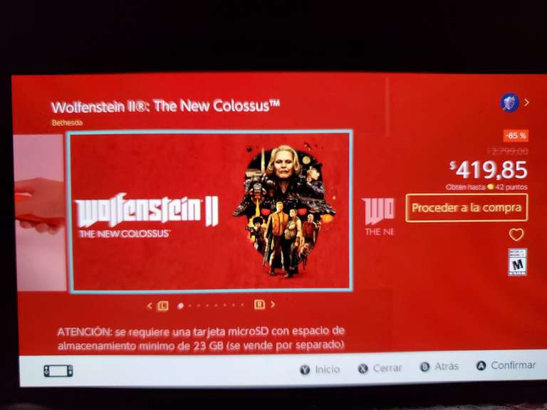 Nintendo Switch, Wolfenstein II: The new Colossus (Eshop Argentina) 
