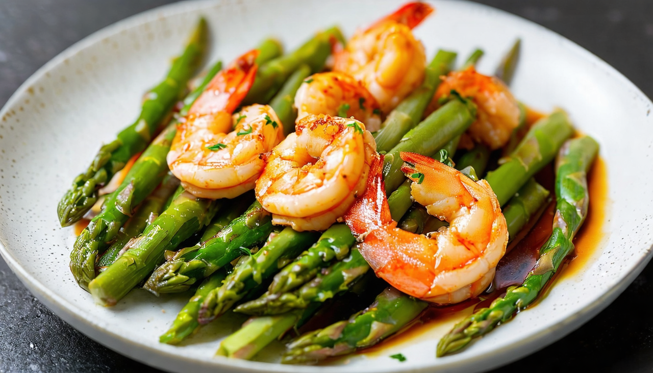 104. Mazzancolle con asparagi