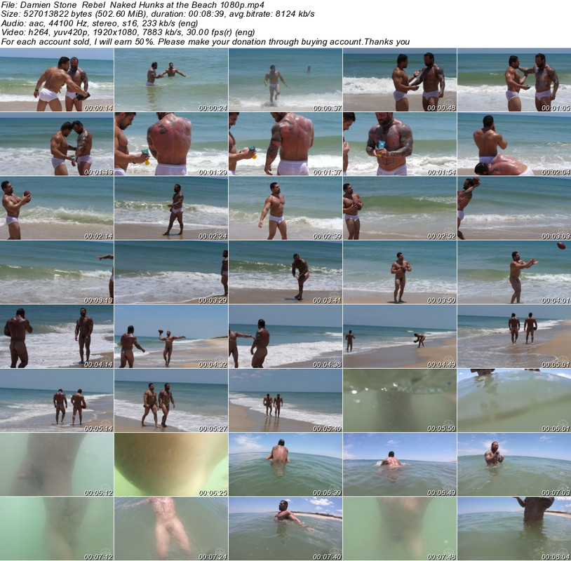Damien Stone  Rebel  Naked Hunks at the Beach 1080p