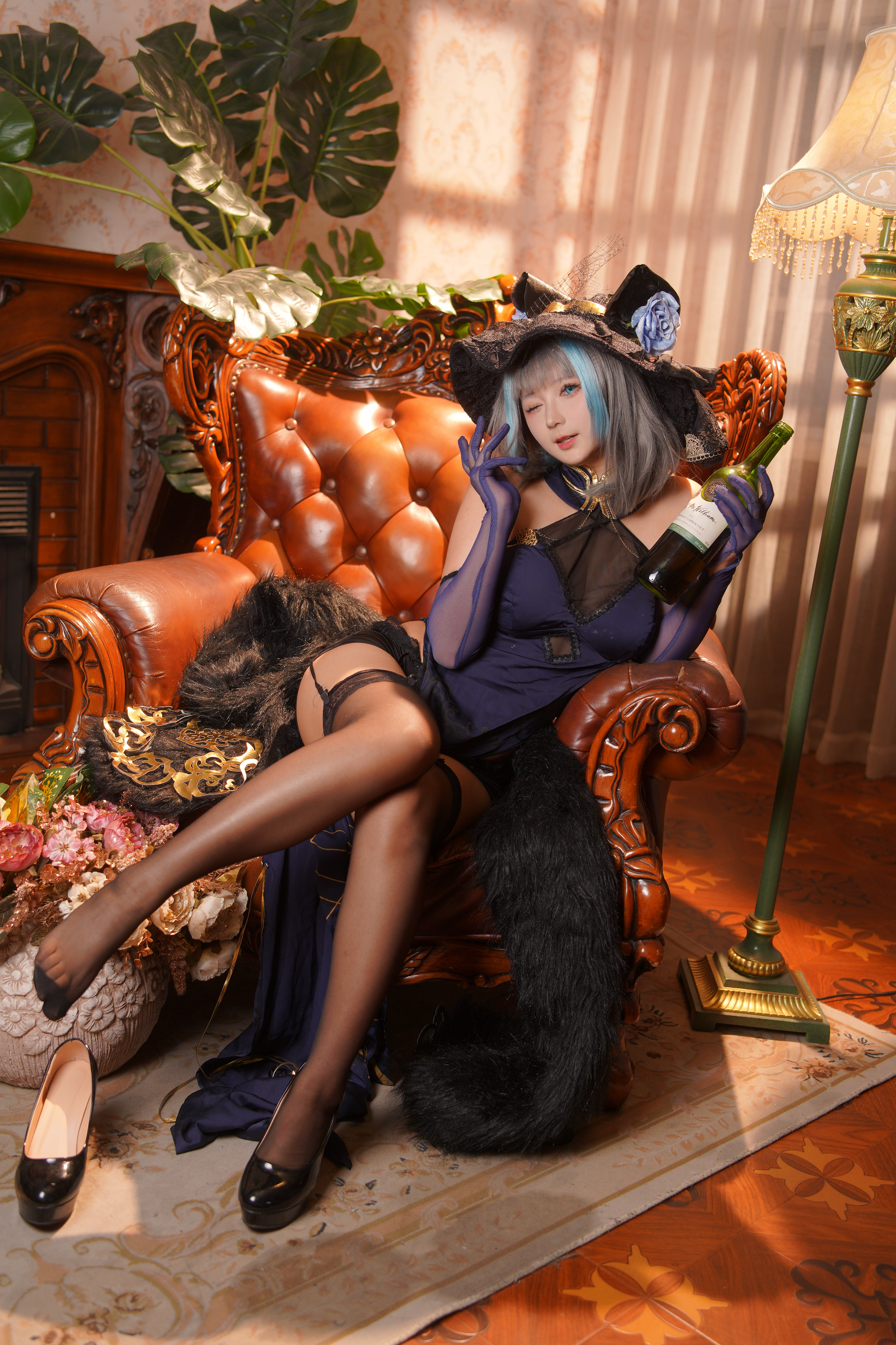 喜欢爱理吗COS二次元写真：柴郡旗袍高清图集（36P-453.8M）插图2