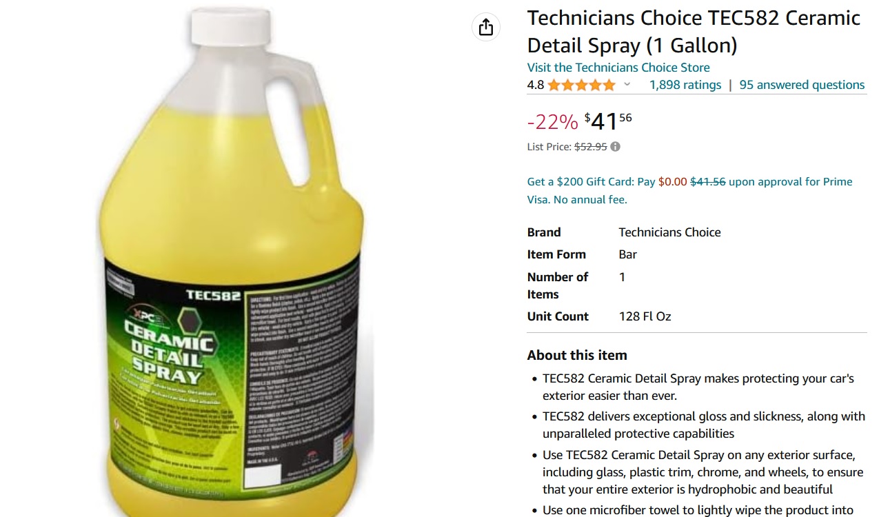 TECHNICIAN'S CHOICE | TEC582 Ceramic Detail Spray Detailer's Kit - Gallon
