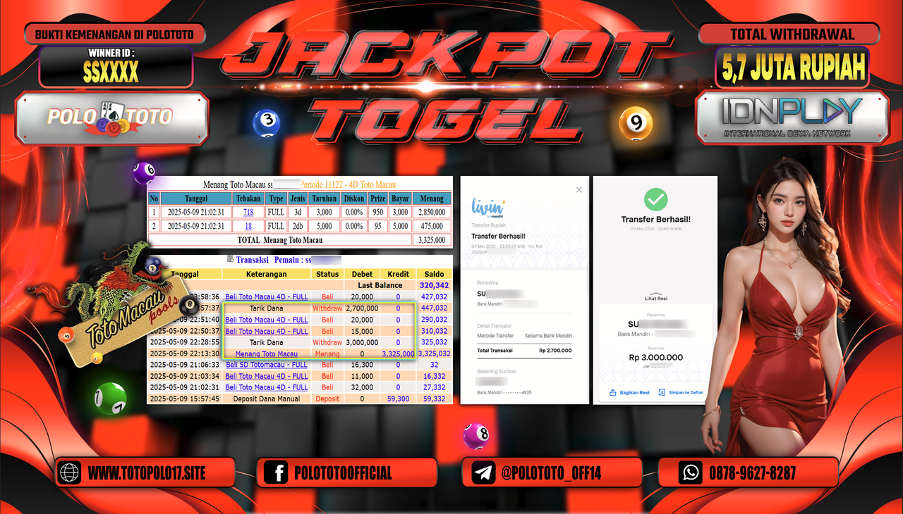 POLOTOTO JACKPOT TOGEL TOTO MACAU Rp.5.700.000,-