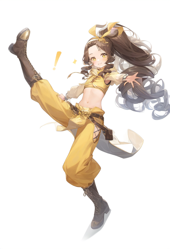 1girl, yellow eyes, long hair, split ponytail, ringlets, flat chest, forehead, h s-4108072096