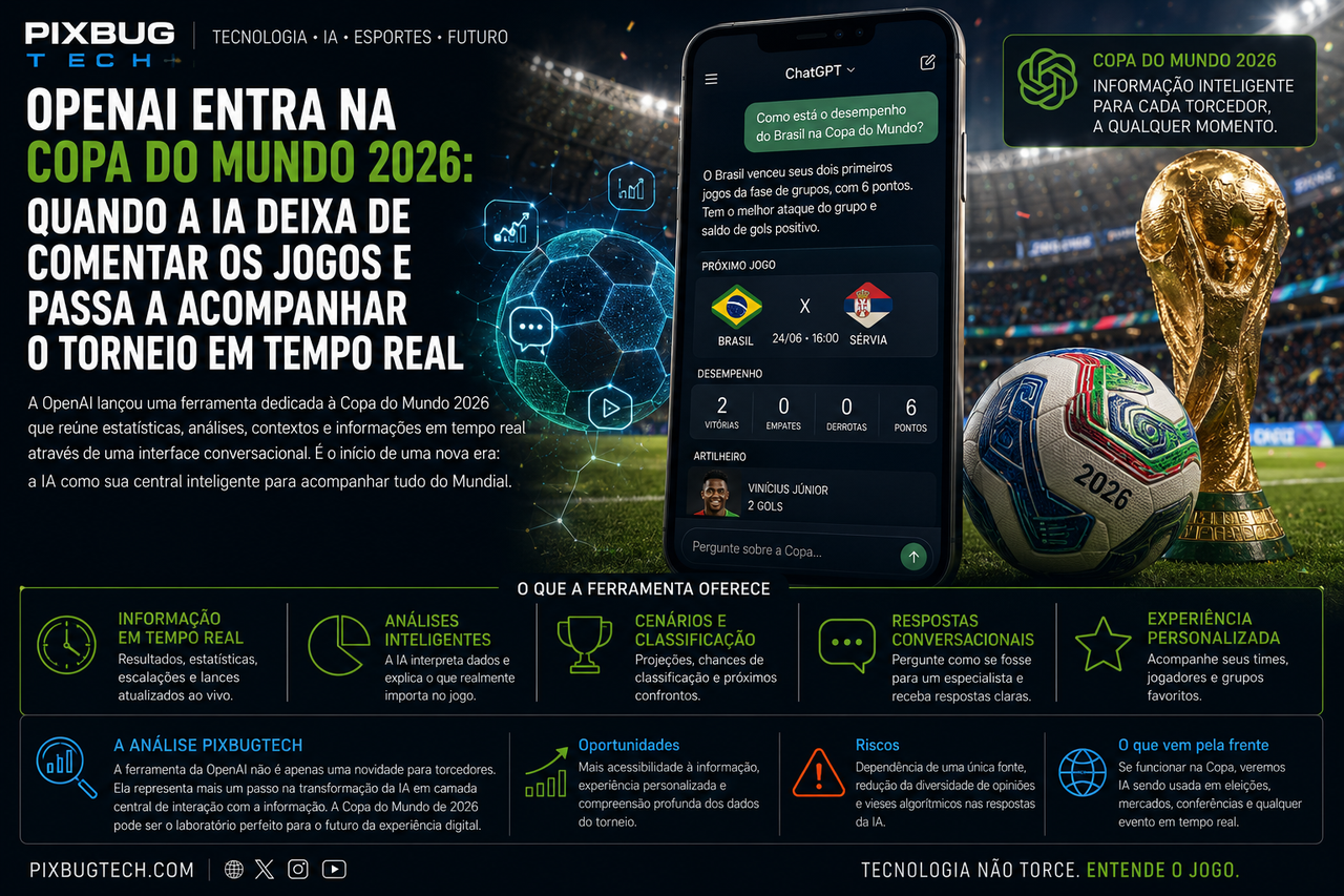 OpenAI entra na Copa do Mundo 2026: quando a IA deixa de comentar os jogos e passa a acompanhar o torneio em tempo real