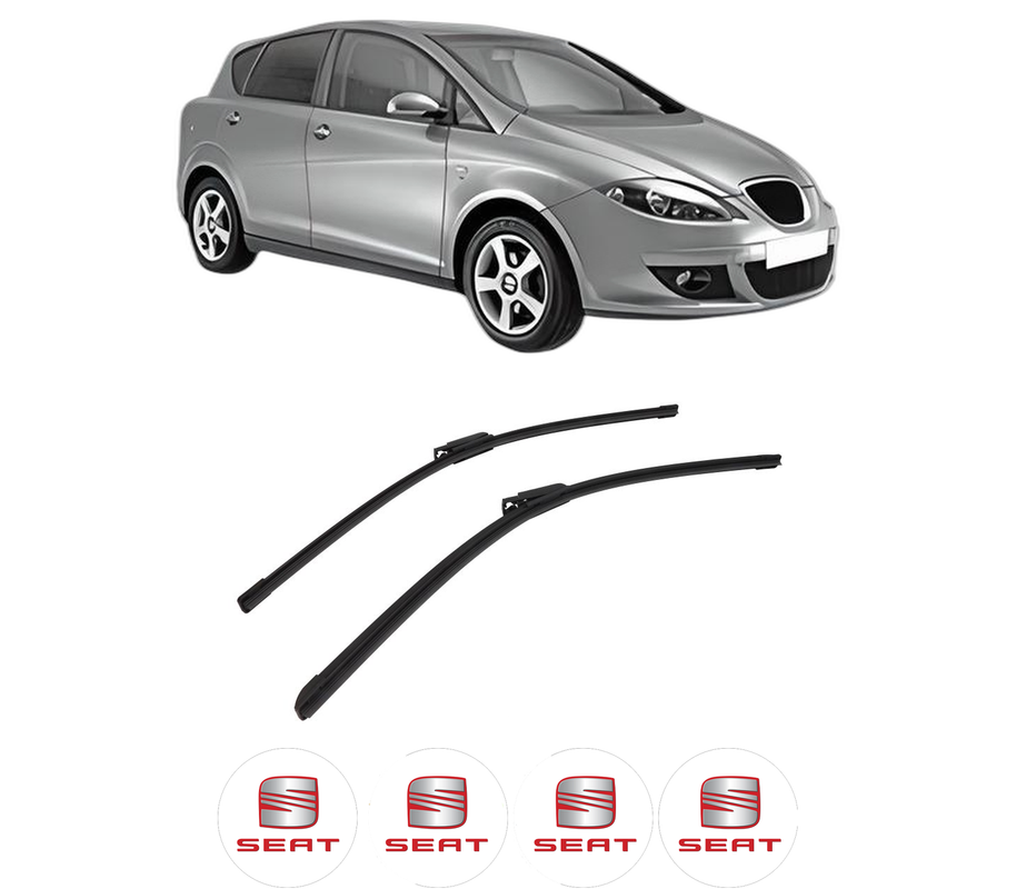 Set stergatoare auto SEAT TOLEDO III (5P2) din 2004-2009, pentru parbriz auto, 2 bucati, Bosch Aerotwin, din cauciuc siliconat rezistent, 4 Stickere Auto SEAT