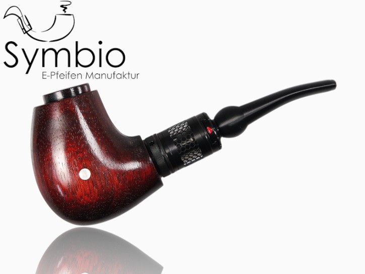 Luna Mahogany, E-Pfeife aus Black Limba in klassischer Half-Bent-Form, handgefertigt mit veredelter Holzoberflaeche