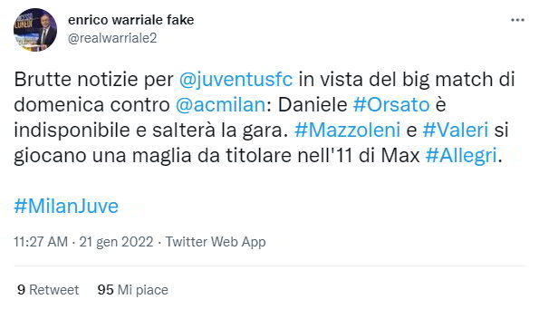 Brutte notizie per @juventusfc in vista del big match di domenica contro @acmilan : Daniele #Orsato è indisponibile e salterà la gara. #Mazzoleni e #Valeri si giocano una maglia da titolare nell'11 di Max #Allegri. #MilanJuve