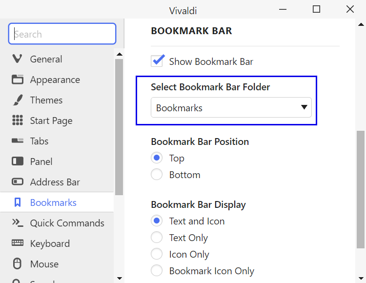how to create a bookmark in vivaldi