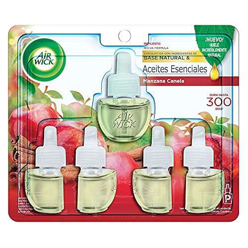 Amazon: Air Wick 5 Repuestos de Aromatizante de Ambiente Continuo Aroma Manzana Canela, 20 ml c/u 