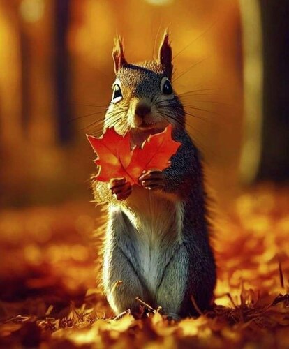 Fall-squirrel-leaf