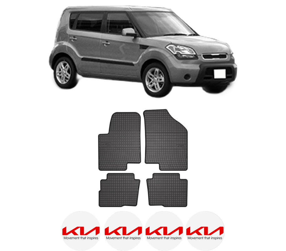Set covorase presuri KIA SOUL I (AM) din 2009-2014, auto, din cauciuc thermoplastic, 4 Stickere auto cu KIA