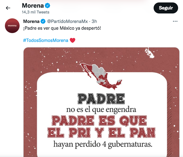 Morena felicita a AMLO por el Día del Padre; “es el padre de la oposición”