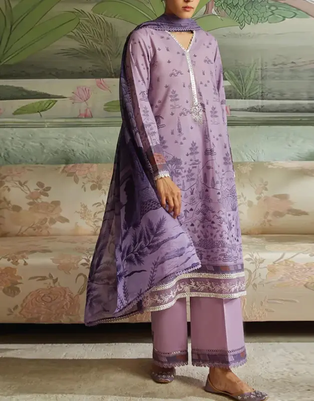 Fancy Embroidered EID Lawn Dress with Diamond Lawn Dupatta