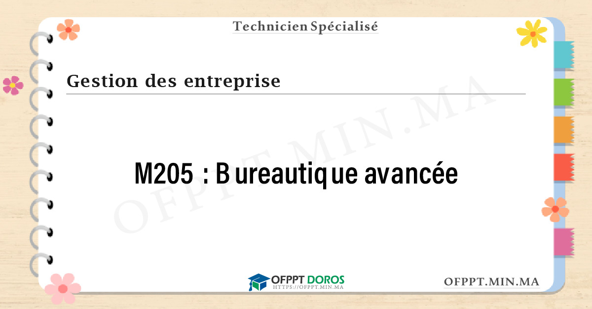 Sommaire détaillé du cours Bureautique avancée M205 OFPPT - Structure du module