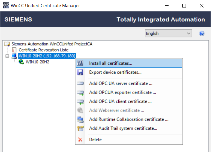 WinCC Unified Runtime on the runtime device WinCC Unified Runtime on the runtime device