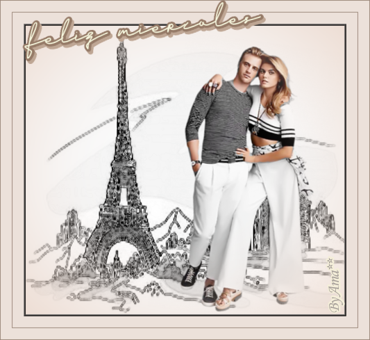 Pareja en Paris - Efecto Volver a Colorear y Efecto Dibujo  Miercoles