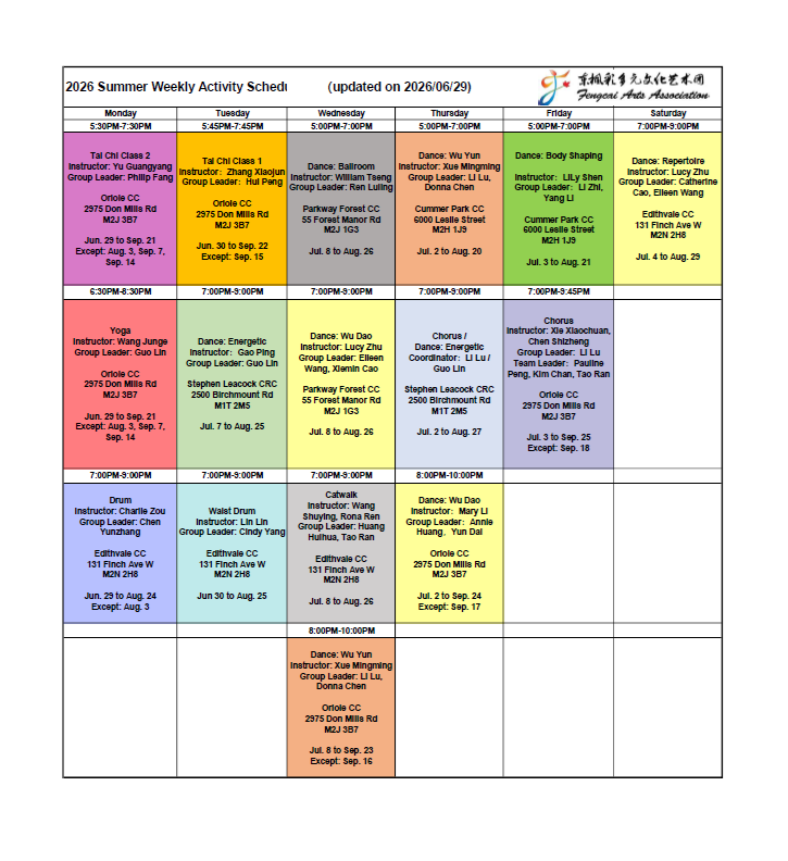 Activity Schedule