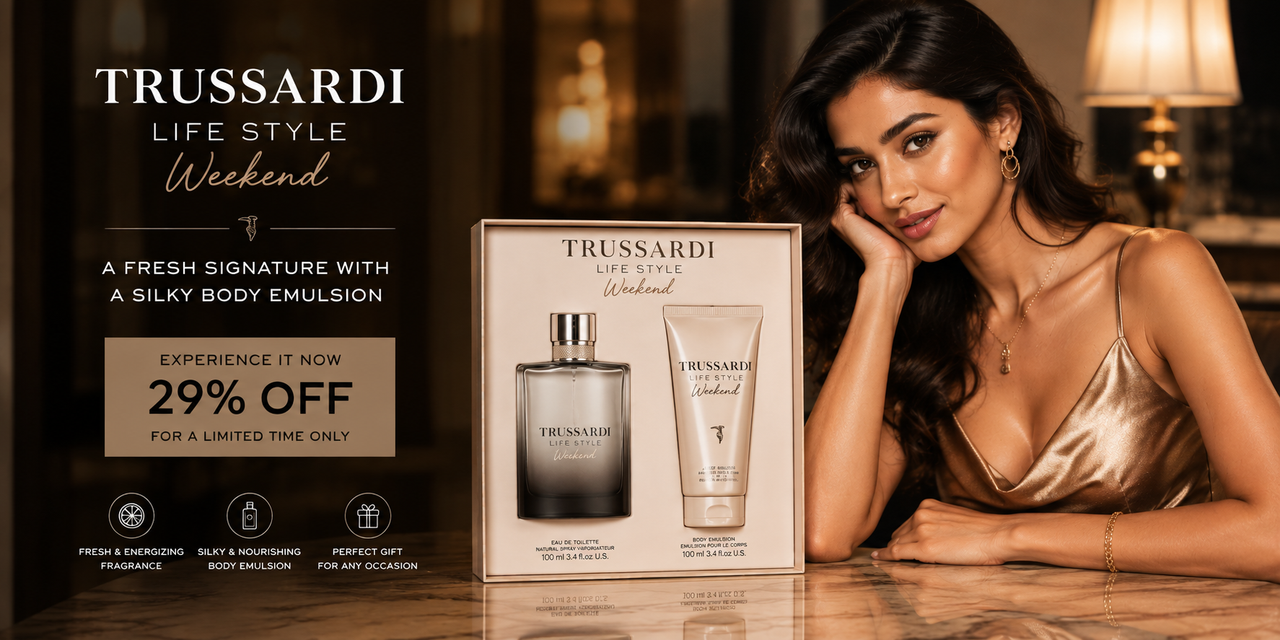 Trussardi Life Style Weekend Coffret: A Fresh Signature with a Silky Body Emulsion, 12% Off