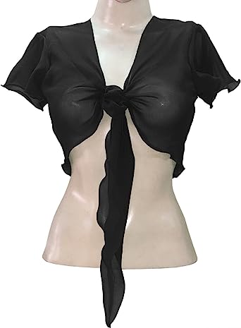 Women's Chiffon Choli Blouse Short Sleeve Tie Crop Top Shrug Belly Dance Gypsy - Bild 3 von 63