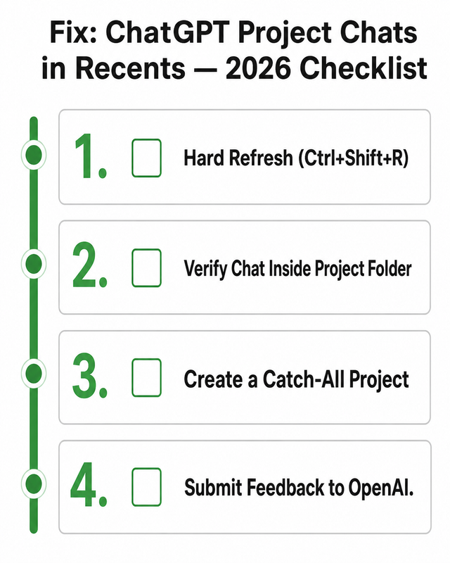 6-step checklist to fix ChatGPT projects chats moved to recents in 2026