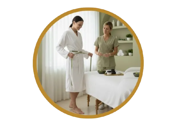 Persona disfrutando de un tratamiento corporal exfoliante.