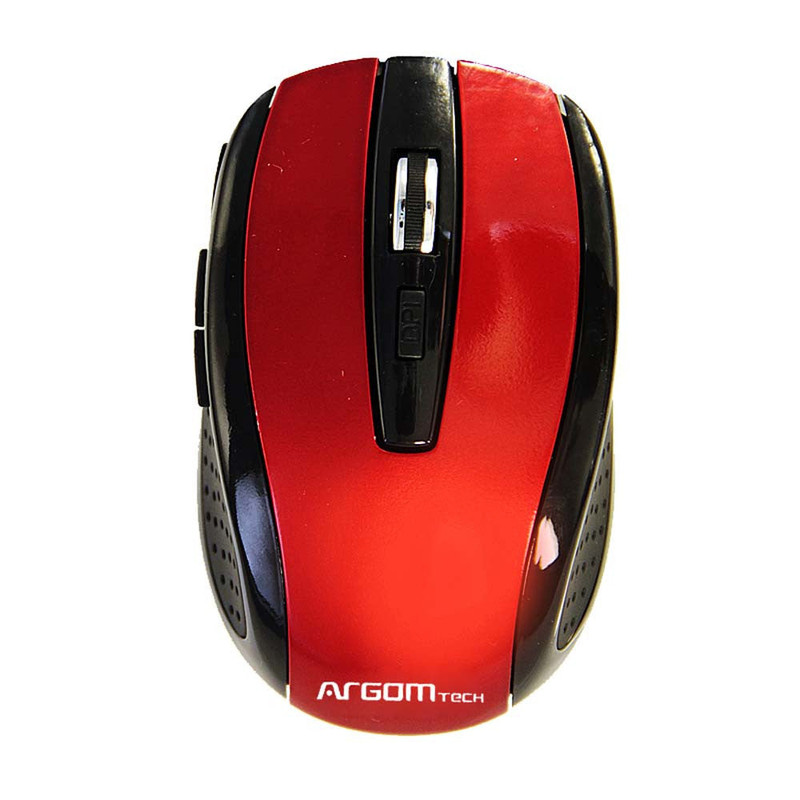 Mouse inalámbrico Argom de diseño compacto en un vibrante color rojo.