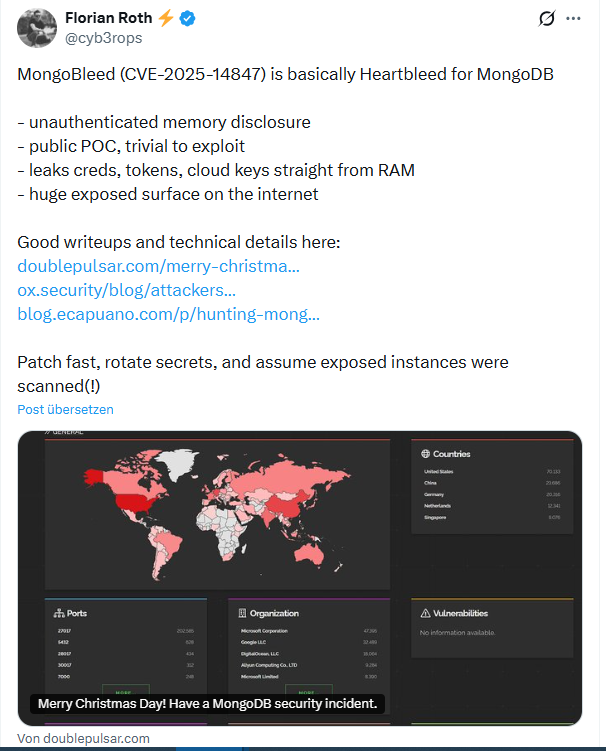 MongoDB-Schwachstelle
