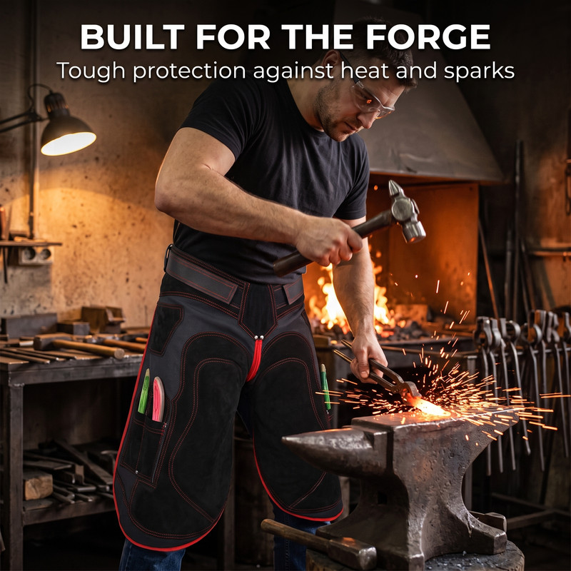 Black Genuine Leather Farrier Apron main view