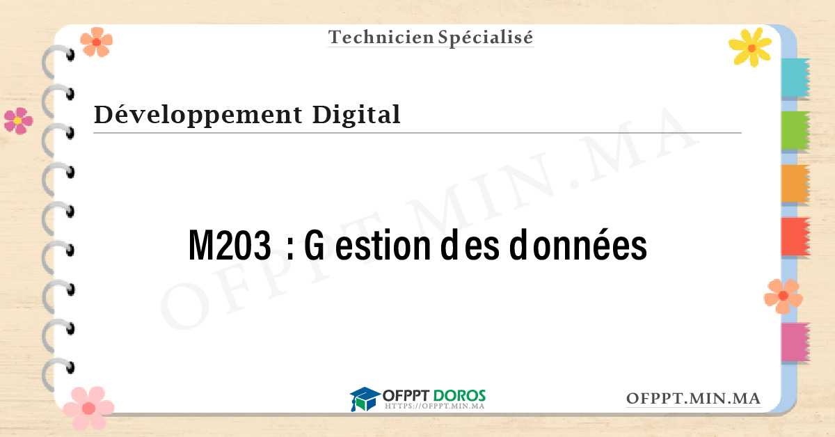 Sommaire détaillé du cours Gestion des données M203 OFPPT - Structure du module