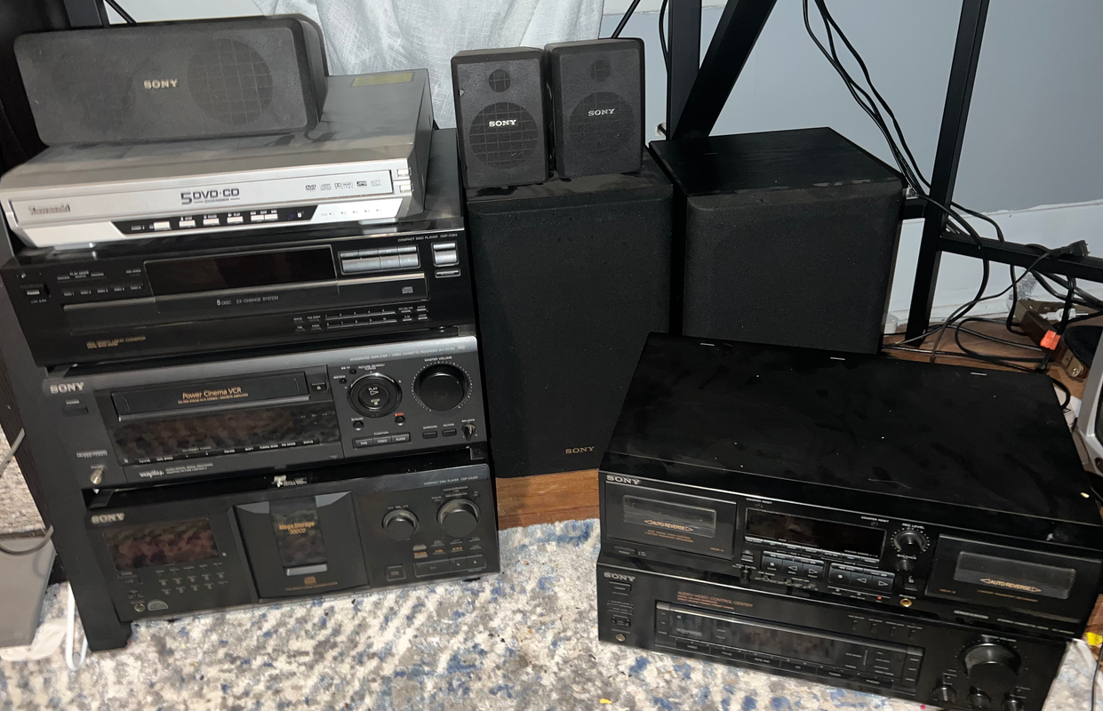 photo of a 11 pieces of stereo equipment
